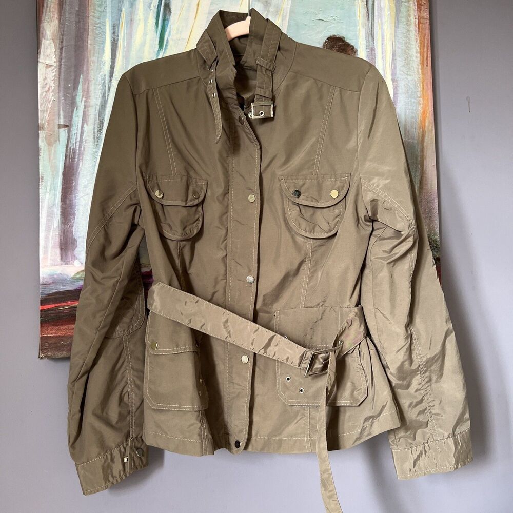 Neslay Paris Jacket Size M-L Women Khaki Zipper Front